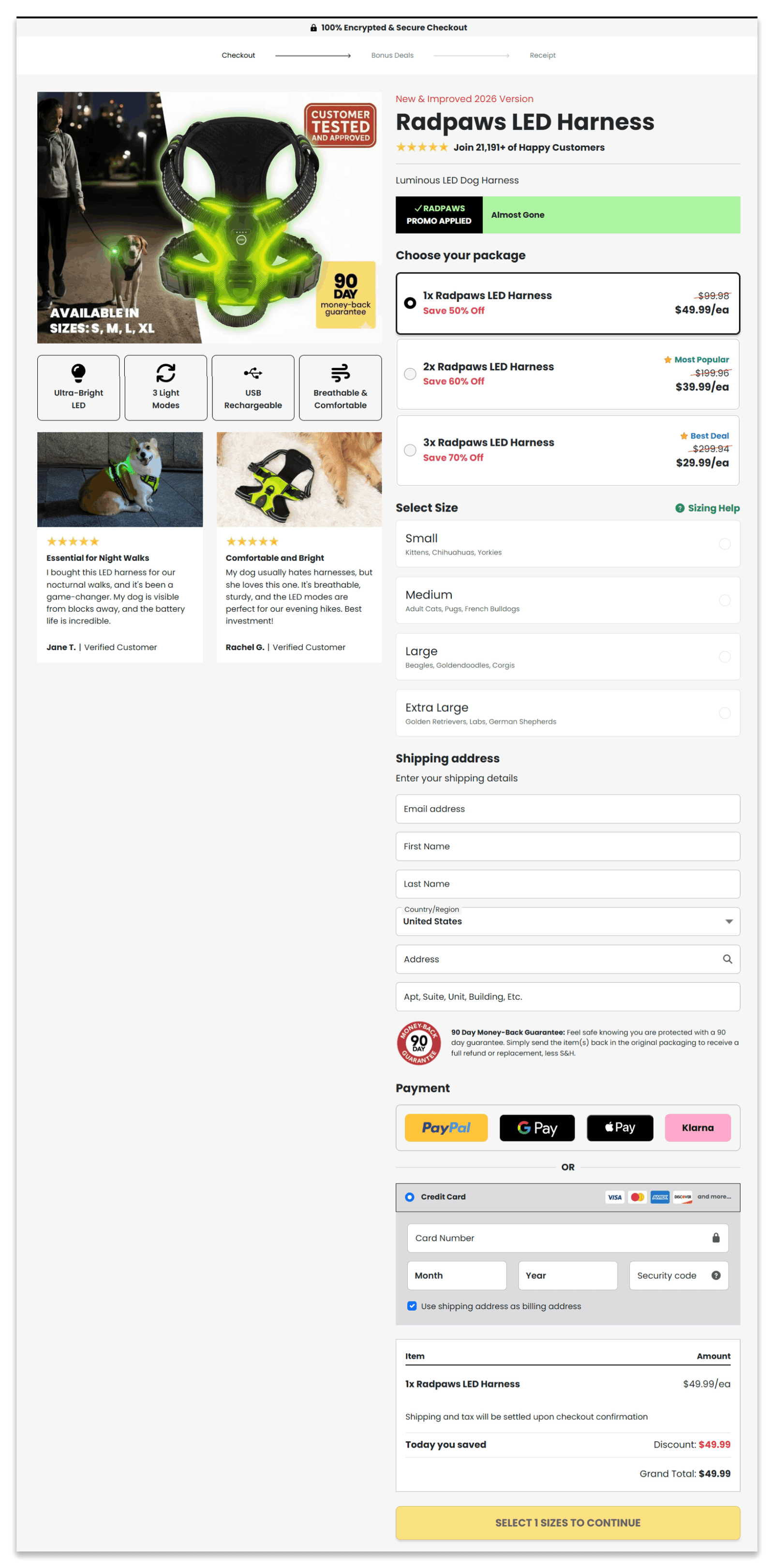 Radpaws Secure Checkout Page